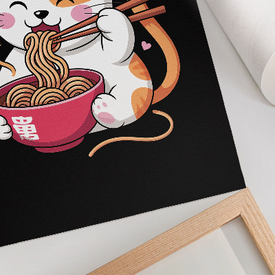 Poster Adorabile gattino rosa che mangia la pasta