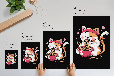 Poster Adorabile gattino rosa che mangia la pasta