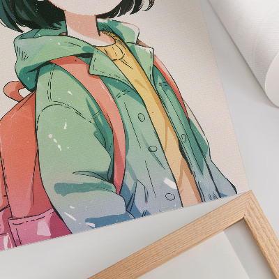 Stampa su tela Ritratto illustrato di una ragazza in colori pastello