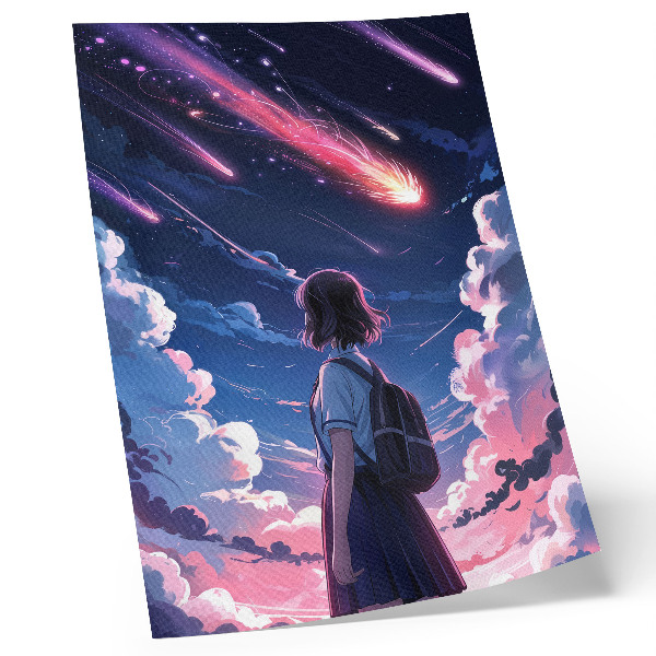 Foto su tela Lo scenario magico delle stelle cadenti nel cielo notturno