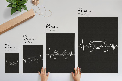 Poster Tema di gioco minimalista con cuore in bianco e nero