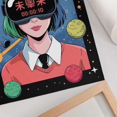 Stampa su tela Tema VR moderno dedicato alla donna nello spazio