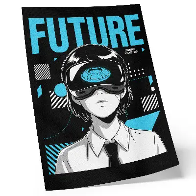 Poster personaggio moderno con occhiali per la realtà virtuale