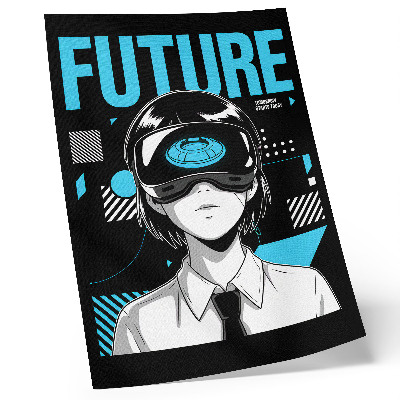 Poster Un personaggio moderno con gli occhiali per la realtà virtuale.