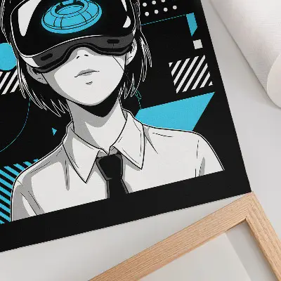 Poster personaggio moderno con occhiali per la realtà virtuale