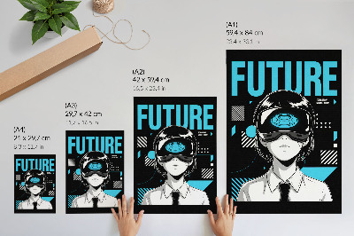 Poster Un personaggio moderno con gli occhiali per la realtà virtuale.