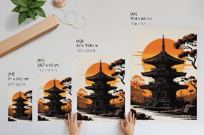 Poster edificio orientale alberi del sole acqua
