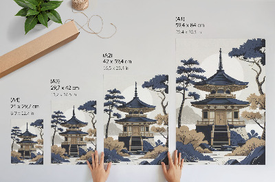 Foto su tela Pagoda, albero, montagna, pace, armonia