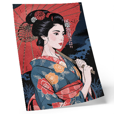 Poster Ombrello da donna in stile giapponese, notte colorata