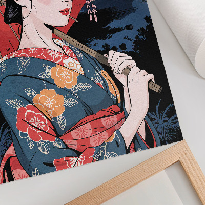Poster Ombrello da donna in stile giapponese, notte colorata