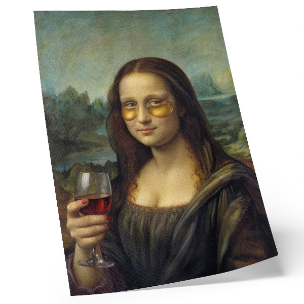Poster bicchieri gialli vino rosso ritratto rinascimentale