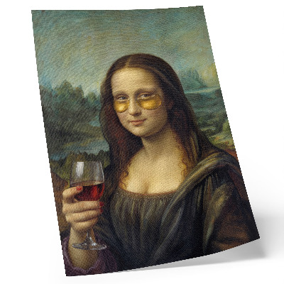 Poster bicchieri gialli vino rosso ritratto rinascimentale