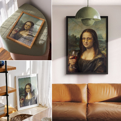 Poster bicchieri gialli vino rosso ritratto rinascimentale