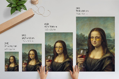 Poster bicchieri gialli vino rosso ritratto rinascimentale