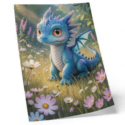 Foto su tela Un elegante drago blu tra i fiori