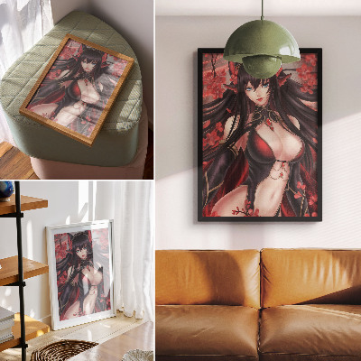 Poster Bellezza anime eleganza, dinamico rosso nero