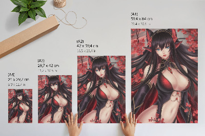 Poster Bellezza anime eleganza, dinamico rosso nero