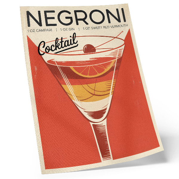 Stampa su tela grafica cocktail in stile retrò eleganza nostalgia