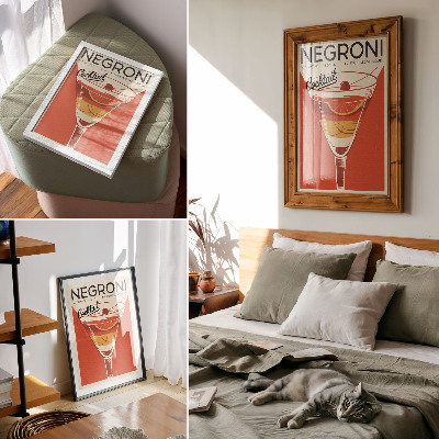 Stampa su tela grafica cocktail in stile retrò eleganza nostalgia