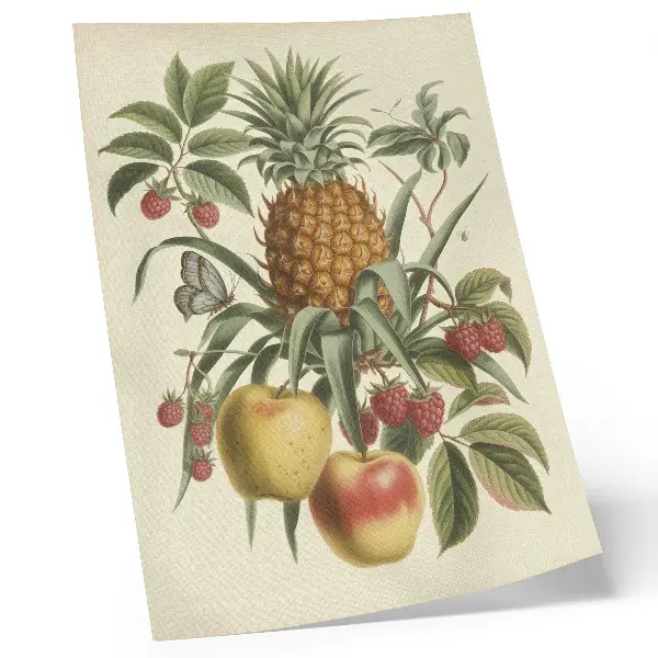 Poster con frutta in stile classico e foglie in armonia con la natura