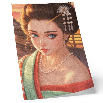 Poster Ritratto di una donna in abito tradizionale con perle