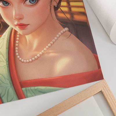 Poster Ritratto di una donna in abito tradizionale con perle