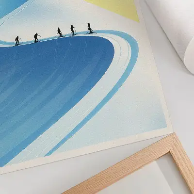 Stampa su tela scena minimalista con sciatori e cielo