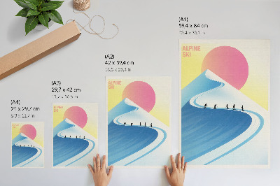 Stampa su tela Una scena minimalista con sciatori e il cielo