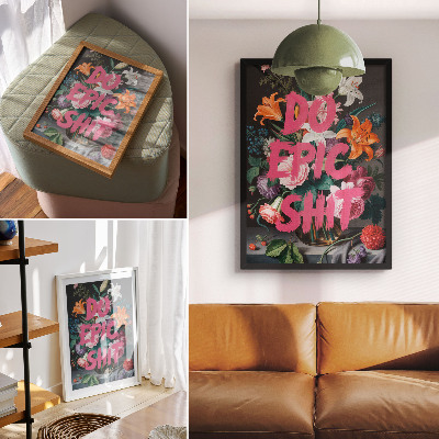 Poster Scritta rosa su uno sfondo di fiori colorati