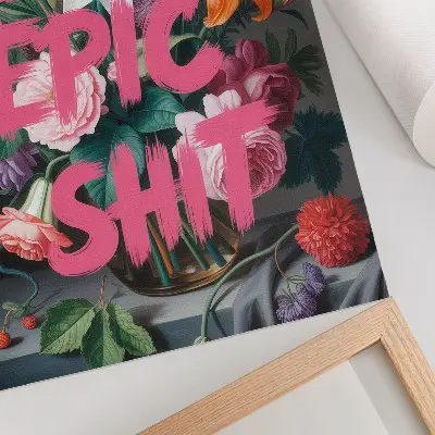 Poster scritta rosa su sfondo di fiori colorati