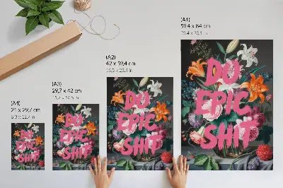 Poster scritta rosa su sfondo di fiori colorati
