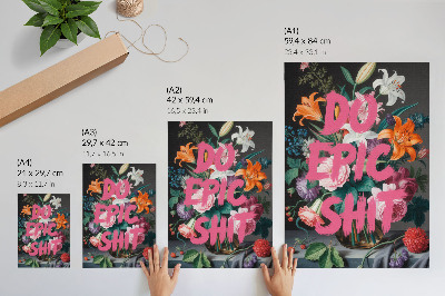 Poster Scritta rosa su uno sfondo di fiori colorati
