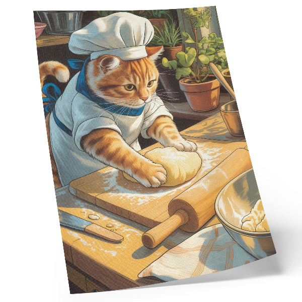 Foto su tela Adorabile gatto chef circondato da piante in vaso