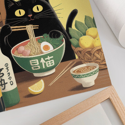 Poster Gatto con ramen e limoni, tema giapponese, atmosfera senza tempo