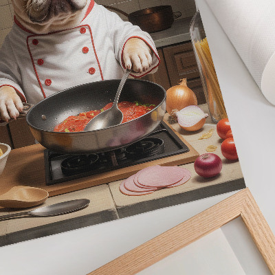 Stampa su tela Bulldog in cucina, divertente, stile surreale