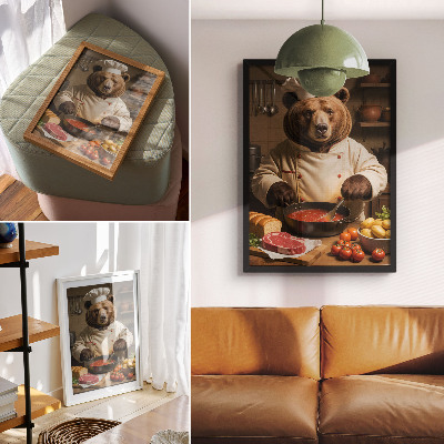 Foto su tela Orso cuoco anima calda scena surrealismo calore