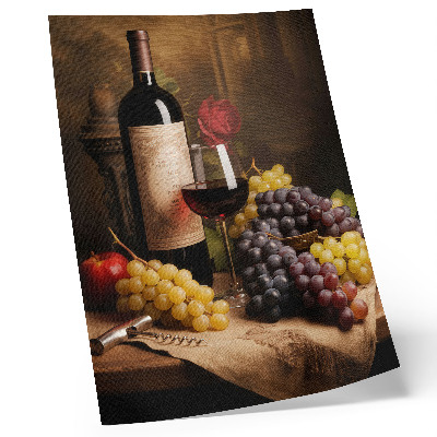Poster Bottiglia di vino uva mela rosa eleganza