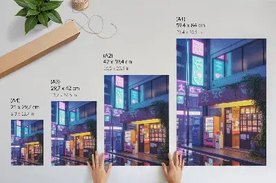 Stampa su tela pioggia al neon con atmosfera suggestiva e luci colorate