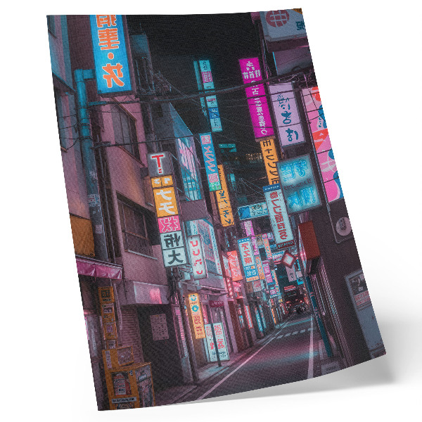 Poster Luci al neon turchesi e rosa della città notturna