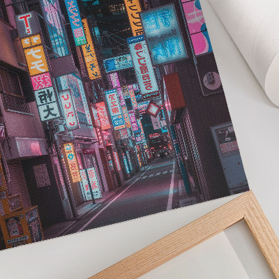 Poster Luci al neon turchesi e rosa della città notturna