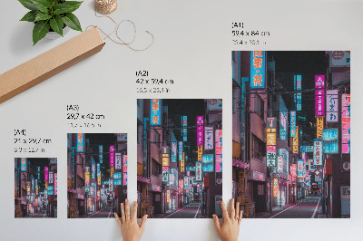 Poster Luci al neon turchesi e rosa della città notturna