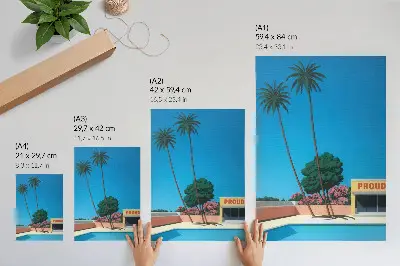 Poster cielo azzurro con palme e piscina in stile moderno