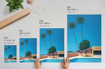 Poster Cielo azzurro, palme, piscina in stile moderno