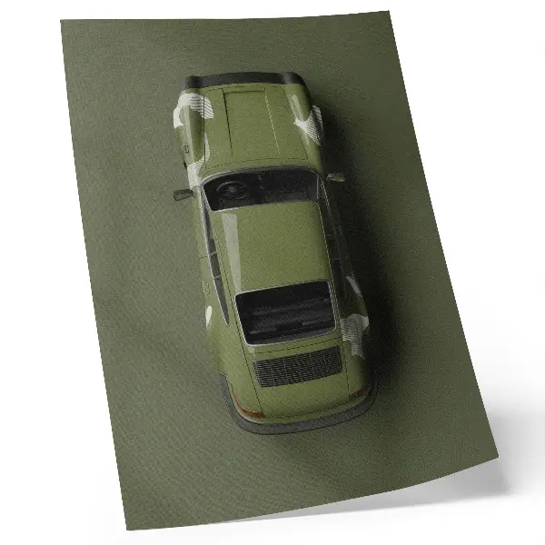 Stampa su tela elegante auto verde in stile minimalista