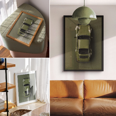 Stampa su tela Elegante auto verde, minimalismo e semplicità