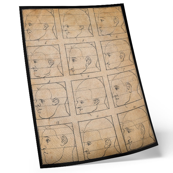 Foto su tela Dodici profili umani in silhouette - disegno di Albert Dürer, ca. 1794