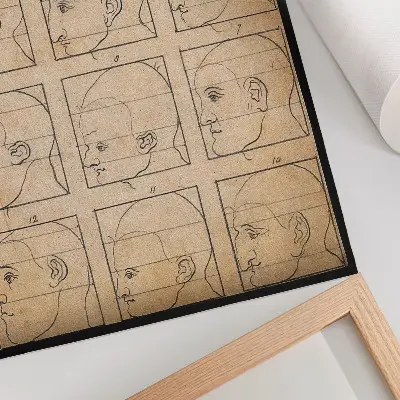 Foto su tela dodici profili umani in silhouette tratto dal disegno di Albrecht Dürer del 1794 circa