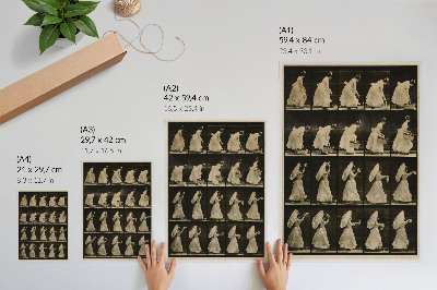 Poster Donna che solleva un cesto e agita un fazzoletto (circa 1887), di Eadweard Muybridge