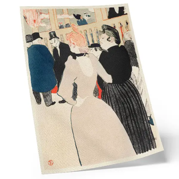 Poster stampa ad alta risoluzione di Al Moulin Rouge, La Goulue e sua sorella (1892) di Henri de Toulouse-Lautrec