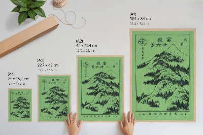 Poster Montagne sopra le montagne di Hokusai (1834)